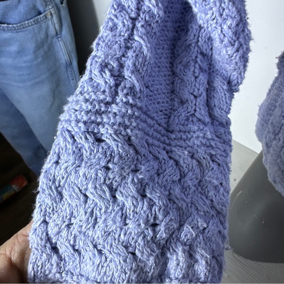 Vintage Carrargdonn Cableknit Coastal Blue Cotton/Linen Cottagecore Cardigan S - Picture 8 of 9